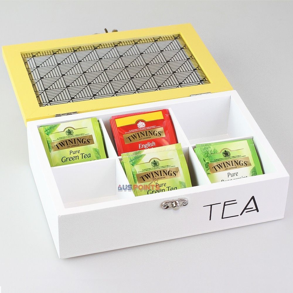 wooden tea box with glass lid