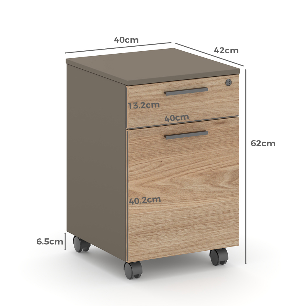   Ellis Mobile Pedestal Filing Cabinet Oak Grey