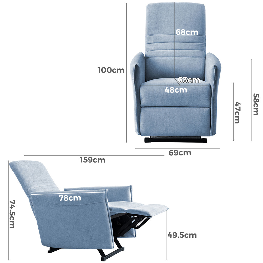   Perth Pushback Recliner Chair Blue