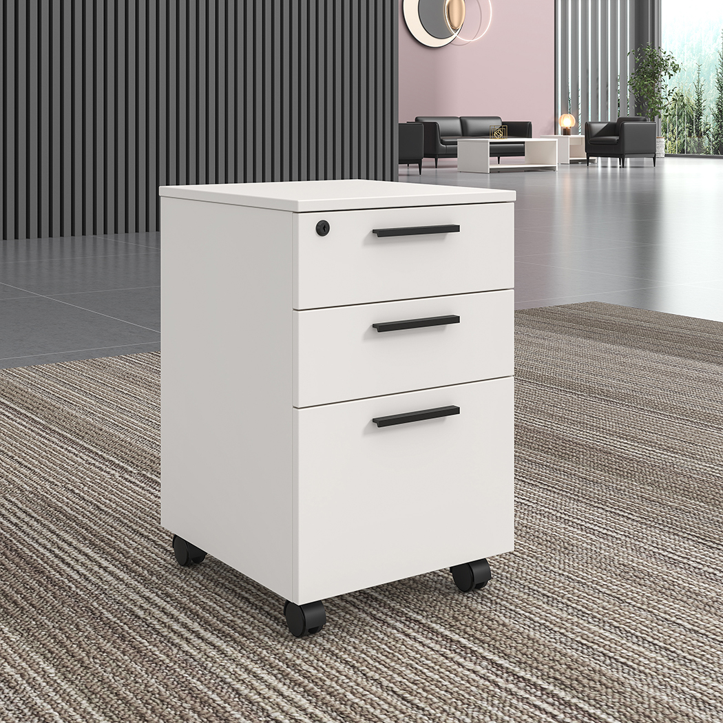   Emery Mobile Pedestal Filing Drawers Cabinet White