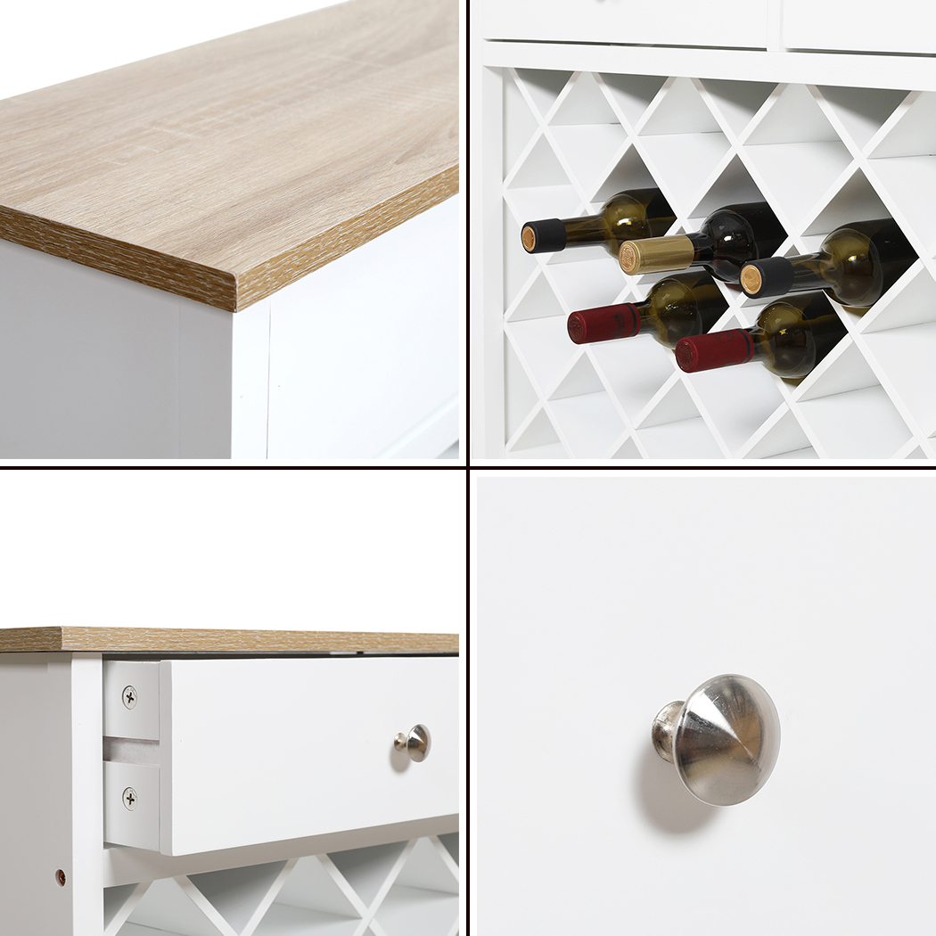   Hamptons Wine Cabinet with 2 Drawers White