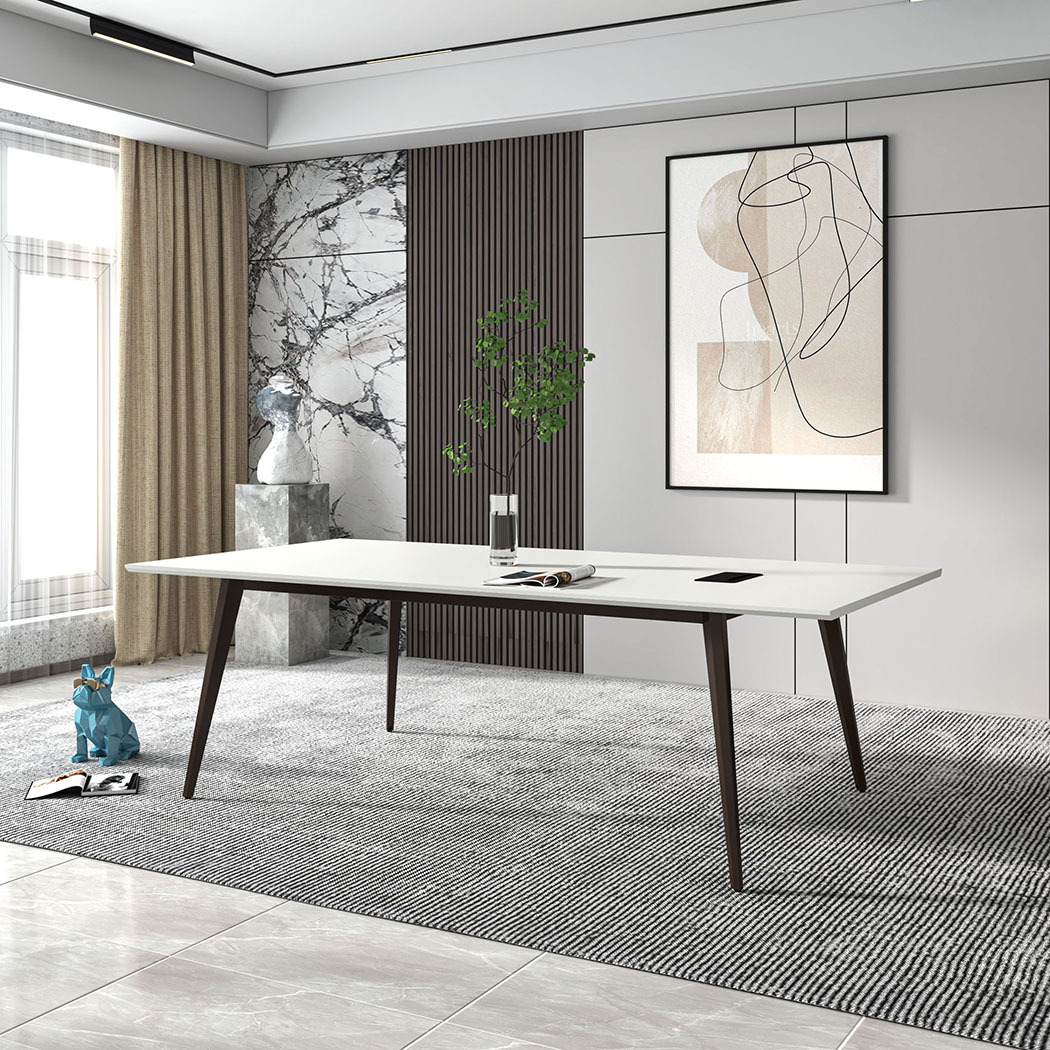   Esma 2.4m Meeting Table White and Grey