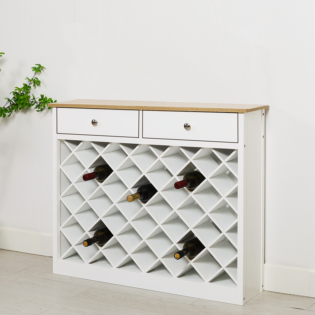   Hamptons Wine Cabinet with 2 Drawers White