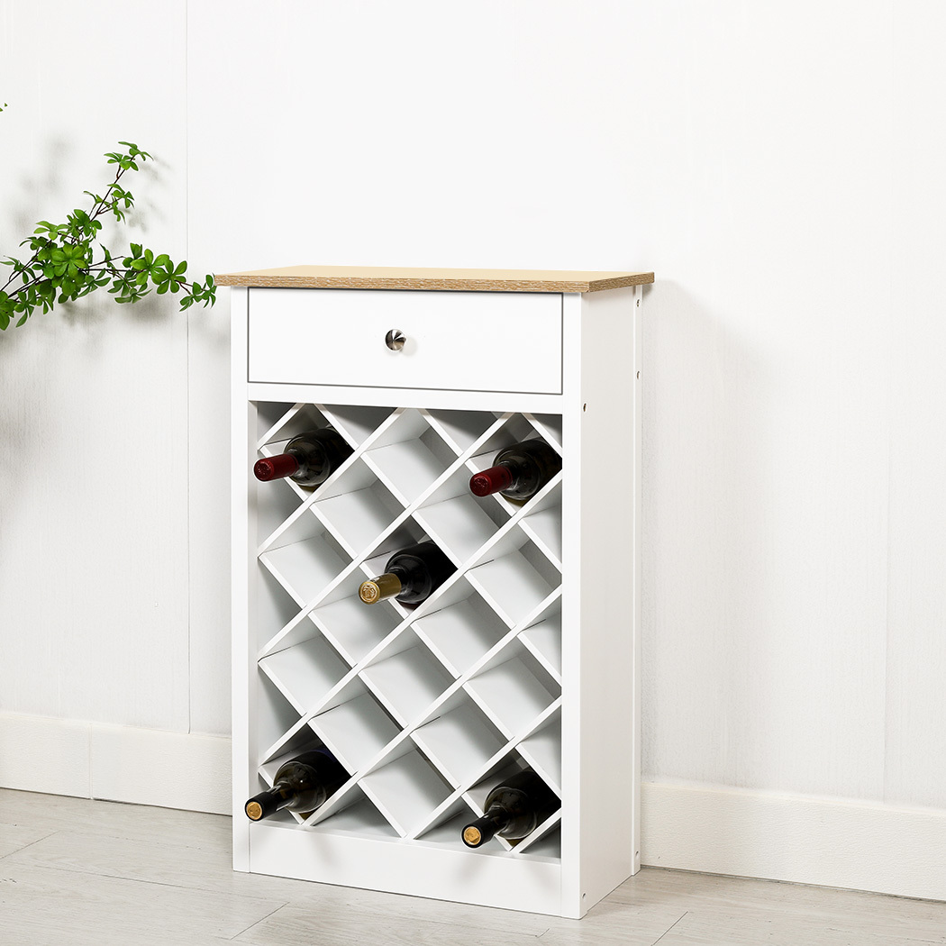   Hamptons Wine Cabinet with Drawer White