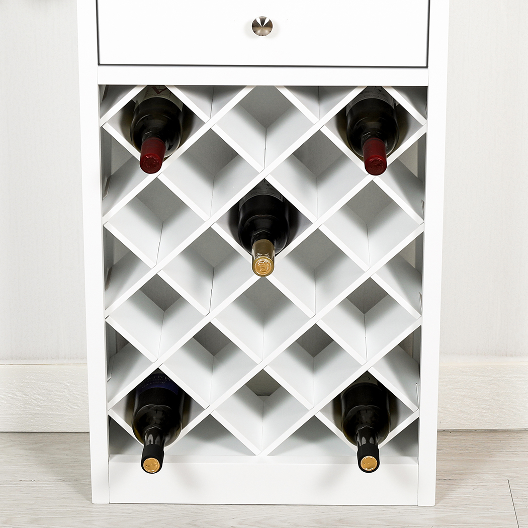   Hamptons Wine Cabinet with Drawer White