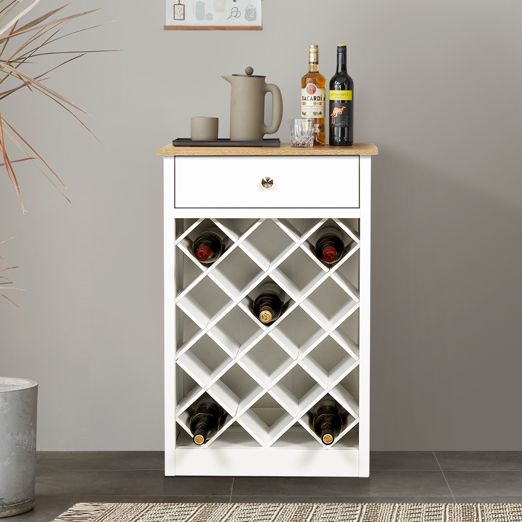   Hamptons Wine Cabinet with Drawer White