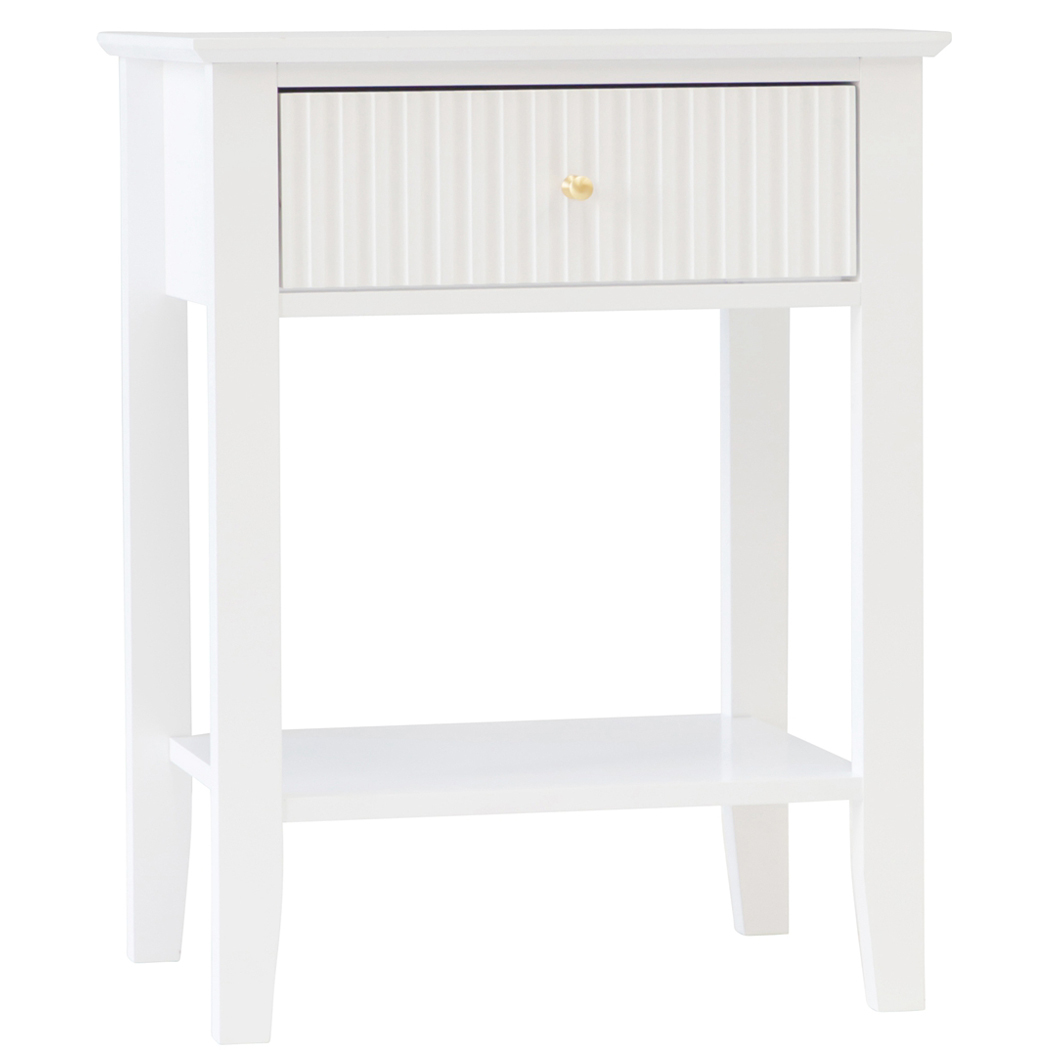 Zara Fluted 1 Drawer Side Table White