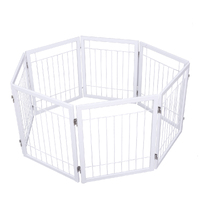 Set of 2 Freestanding Metal Pet Gate 3/4 Panel Foldable Fence White