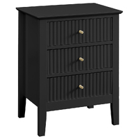 Zara Fluted 3 Drawer Side Table Black